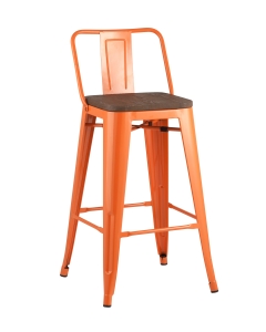 Полубарный стул Stool Group Tolix Wood со спинкой Оранжевый