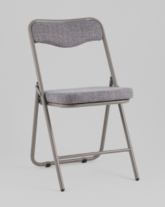Стул складной мягкий Stool Group Джонни рогожка серо-голубой каркас серый