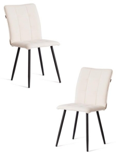 Стул обеденный Tetchair Bari 2 шт. в упаковке LT, велюр, молочный/черный, 4, 41х55х89 см