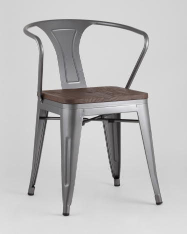 Стул Stool Group TOLIX ARM WOOD с подлокотниками Серебристый