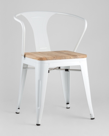 Стул с подлокотниками Stool Group TOLIX ARM WOOD Белый