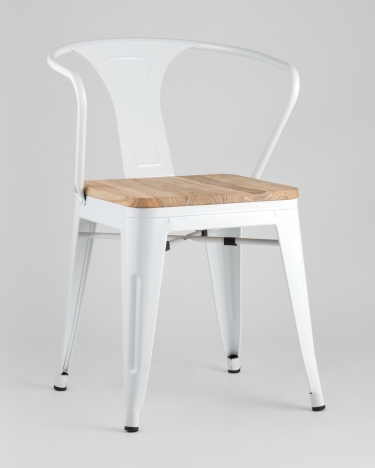 Стул с подлокотниками Stool Group TOLIX ARM WOOD Белый