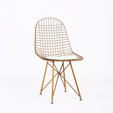 Стул обеденный Stool Group Eiffel из металла цвет золото с белой подушкой из экокожи