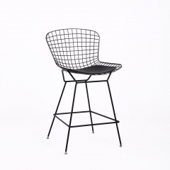 Стул полубарный с низкой спинкой Stool Group Bertoia Черный с черной подушкой