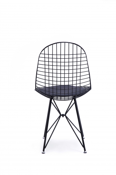 Стул обеденный Stool Group Eiffel из металла цвет черный с подушкой из черной экокожи