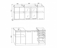 Кухня Интерьер Центр София 3D 1,8 м Белый/Бирюза