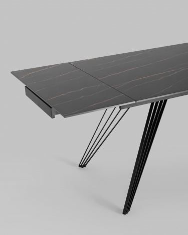 Обеденный стол раскладной Stool Group Пандора 160-240 Черный мрамор