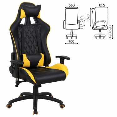 Кресло компьютерное BRABIX BRABIX GT Master GM-110 Черный-желтый