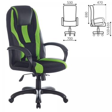 Кресло игровое BRABIX BRABIX PREMIUM Rapid GM-102 Черный-зеленый