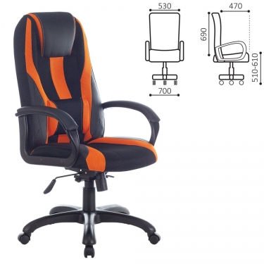 Кресло игровое BRABIX BRABIX PREMIUM Rapid GM-102 Черный-оранжевый