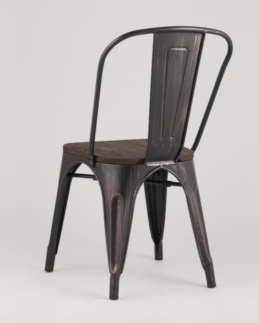 Стул Stool Group Tolix Wood 850 Черная патина с золотом