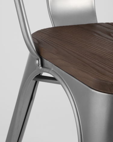 Стул Stool Group Tolix Wood 850 Серебристый