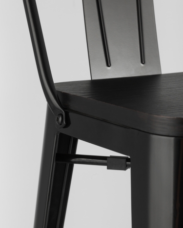 Стул барный Stool Group Tolix Wood 75.5 со спинкой Черный