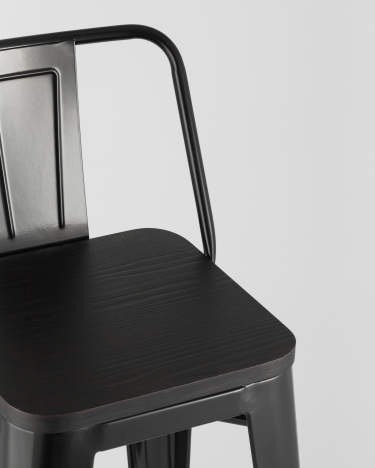 Стул барный Stool Group Tolix Wood 75.5 со спинкой Черный