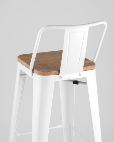 Стул барный Stool Group Tolix Wood 75.5 со спинкой Белый