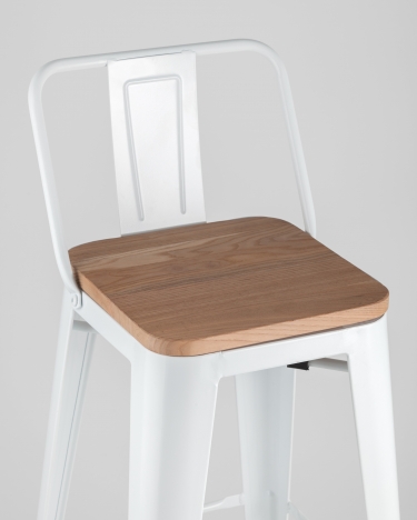 Стул барный Stool Group Tolix Wood 75.5 со спинкой Белый