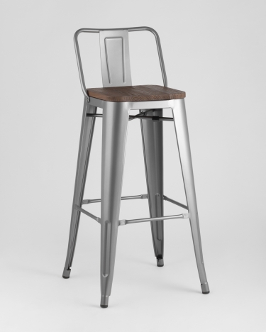 Стул барный Stool Group Tolix Wood 75.5 со спинкой Серебристый