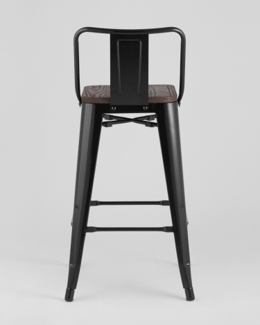 Стул полубарный Stool Group Tolix Wood со спинкой Черный