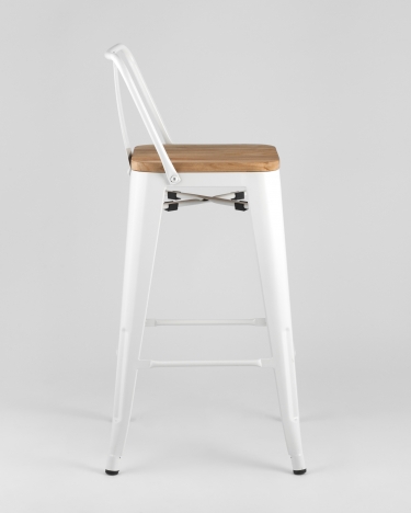 Полубарный стул Stool Group Tolix Wood со спинкой Белый