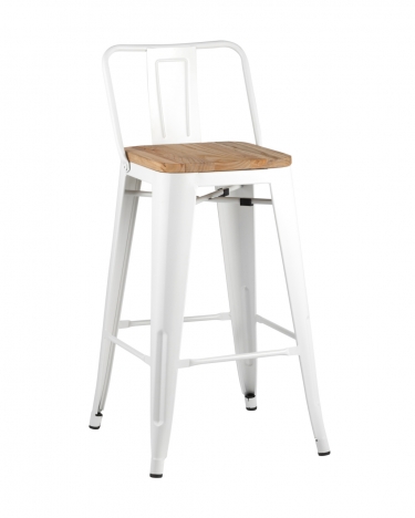 Полубарный стул Stool Group Tolix Wood со спинкой Белый