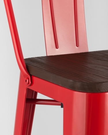 Стул барный Stool Group Tolix Wood 75.5 со спинкой Красный