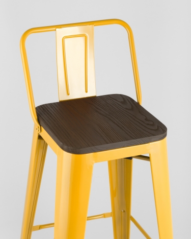 Стул барный Stool Group Tolix Wood 75.5 со спинкой Желтый