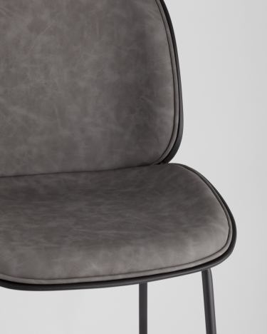 Стул барный Stool Group Beetle Lite PU со спинкой Серый