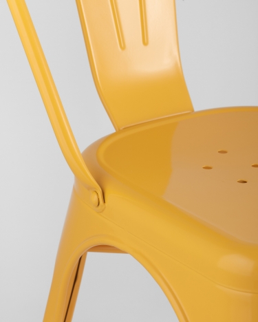 Стул Stool Group TOLIX с высокой спинкой Желтый глянцевый