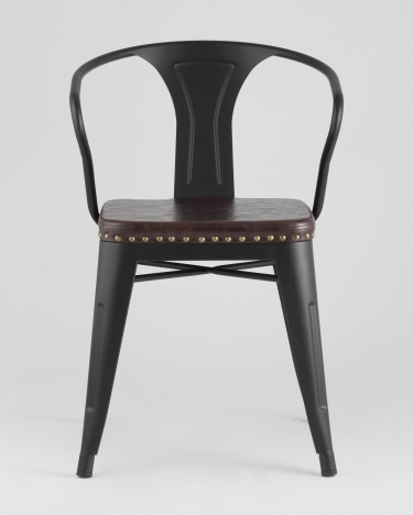 Стул Stool Group TOLIX ARMS SOFT с подлокотниками Черный матовый
