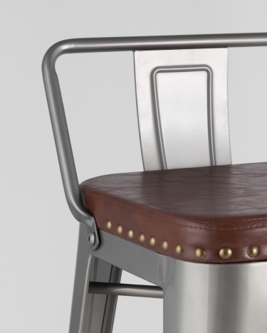 Стул барный Stool Group TOLIX SOFT экокожа Серебристый