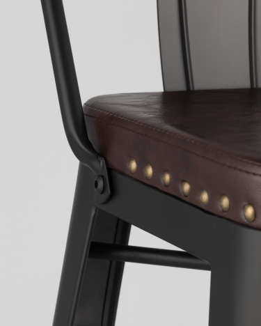 Стул барный Stool Group TOLIX SOFT экокожа Черный матовый