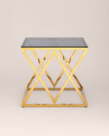 Журнальный стол Stool Group ИНСИГНИЯ 55x55 Золото стекло smoke