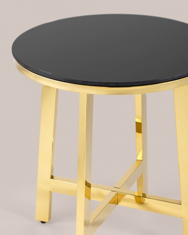 Журнальный стол Stool Group АЛЬБА 50x50 Золото стекло черное