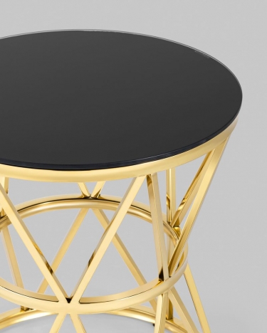 Журнальный стол Stool Group ВИВА 50x50 Золото стекло черное