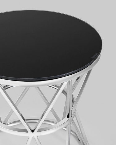 Журнальный стол Stool Group ВИВА 50x50 Серебро стекло черное