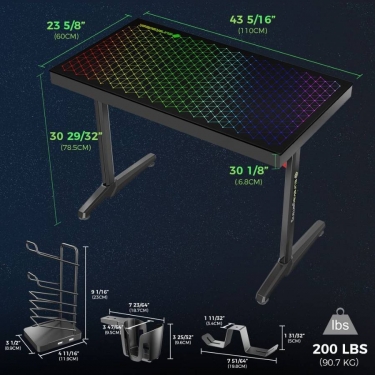 Геймерский стол с RGB подсветкой Eureka Eureka GTD-I43 Explorer Edition