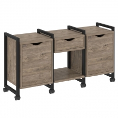 Тумба на колесных опорах наборная. Вариант 7 Рива LOFT VR.L-TN-7.K Металл черный Тиквуд темный