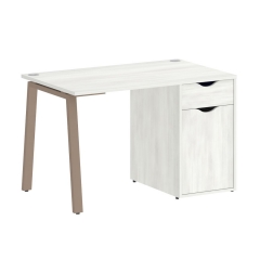Стол письменный Рива HOME OFFICE VR.SP-3-118.1.A Снежная Платина/Мокко металл