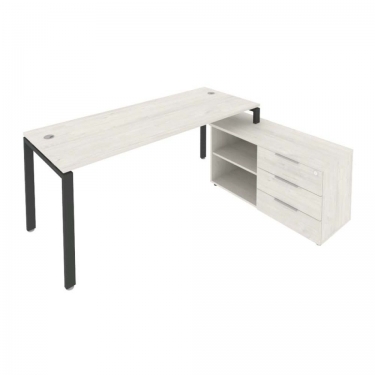 Шкаф высокий широкий 2 низких фасада ЛДСП + 2 средних фасада стекло Рива ONIX O.ST-1.2 Белый Бриллиант