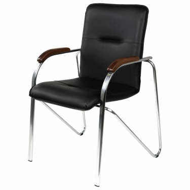 Кресло для приемных BRABIX Samba хром кожзам Черный