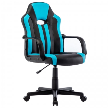 Кресло компьютерное BRABIX BRABIX Stripe GM-202 экокожа Черный-голубой