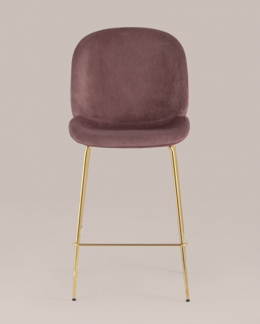 Стул полубарный Stool Group Beetle со спинкой gold Темно-розовый