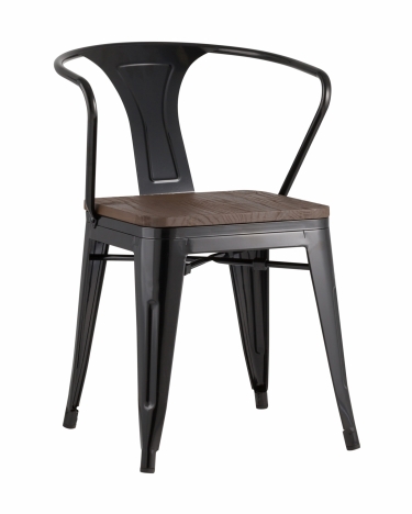 Стул с подлокотниками Stool Group TOLIX ARM WOOD Черный