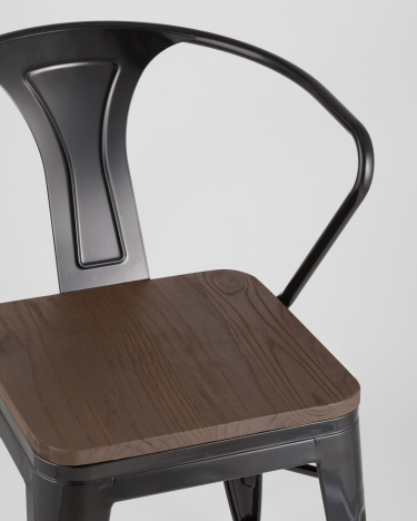 Стул с подлокотниками Stool Group TOLIX ARM WOOD Черный