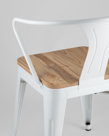 Стул с подлокотниками Stool Group TOLIX ARM WOOD Белый