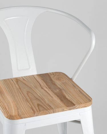 Стул с подлокотниками Stool Group TOLIX ARM WOOD Белый