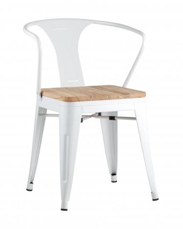 Стул с подлокотниками Stool Group TOLIX ARM WOOD Белый