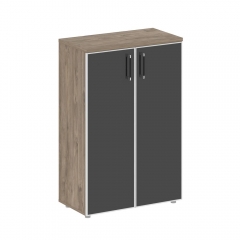 Шкаф средний широкий стеклянные дверцы Рива SHIFT SK.ST-2.4R black Тиквуд Темный/Антрацит