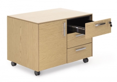 Тумба 3 ящика, 1 дверь Profoffice EXE 101 502 OAK 07 Дуб светлый Хром