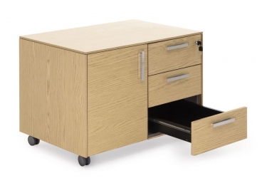 Тумба 3 ящика, 1 дверь Profoffice EXE 101 502 OAK 07 Дуб светлый Хром